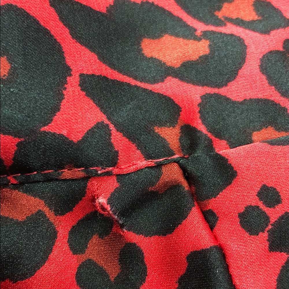 Primark Red & Black Leopard Print Satin Pajama Set | Top L, Pants M - Picture 11 of 14